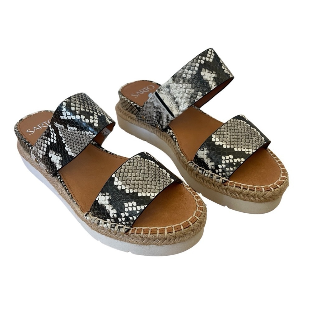 NWB Franco Sarto Cappy Leather Platform Sandals size 6.5 Open Toe Slide On